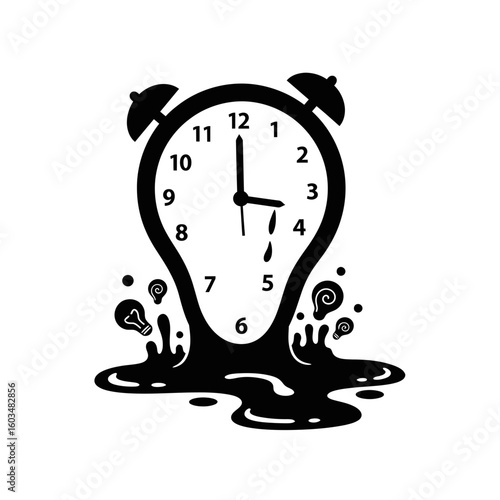 A melting clock illustration representing time distortion stress and the fleeting nature of moments