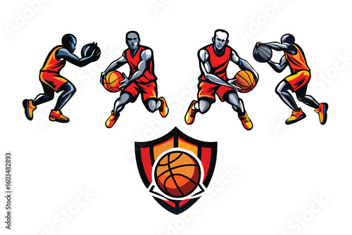 Street Basketball Esports Logo Set. High-Impact Vector Illustrations for Freestyle Branding