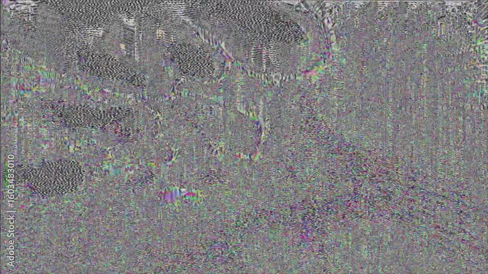 Abstract VHS static noise effect showing glitchy pixels, colorful ...