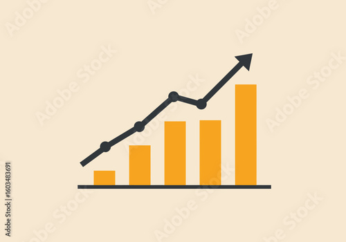 Rising graph with increasing bars indicating growth