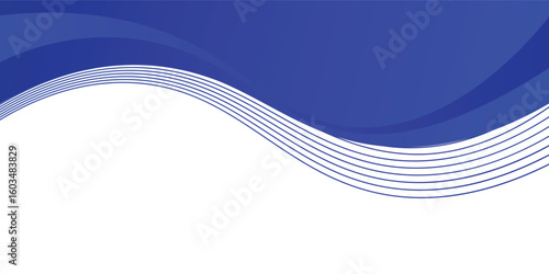 Frame of header, separator blue shape for website. Curve lines and wave divider. Eps 10.