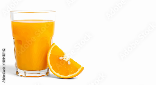 A cool and funky glass of orange juice character wearing colorful rainbow sunglasses, a refreshing citrus beverage concept.