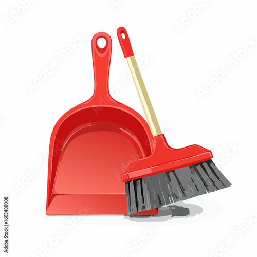 Dustpan with broom – Plastic dustpan paired with small hand broom.
