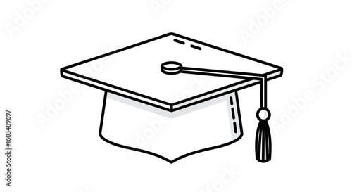 Graduation Cap Line Art: Minimalist Illustration of Academic Achievement and Celebration, symbolizing success after hard work and the pursuit of