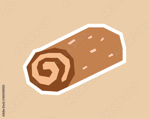Swiss Roll Sticker with Flat Soft Color Palette in Cutout Style
