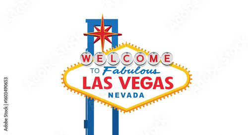 Iconic welcome sign vector illustration, symbolizing the allure of Las Vegas, known for its entertainment, nightlife, and casino culture