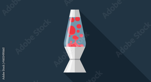 Retro Lava Lamp Illustration on a Dark Background with Long Shadow Offers a Nostalgic Aesthetic