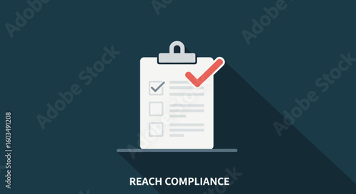 Graphical depiction showcasing a document with a large check mark, symbolizing approval, completion and agreement