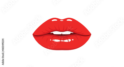 Vibrant crimson lips with subtle gloss, a digitally enhanced illustration showcasing bold beauty and minimalist aesthetic, perfect for creative
