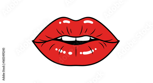 Vivid Vermilion: A Bold and Graphic Lip Illustration Conveying Beauty and Passion with a Contemporary Edge and Artistic Flair