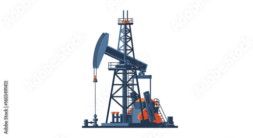 Wallpaper Mural Oil Pump Jack Rig Illustration Presenting Energy Production Theme Vectorized Artwork in Minimalist Style Depicting Industrial Landscape Elements for Torontodigital.ca