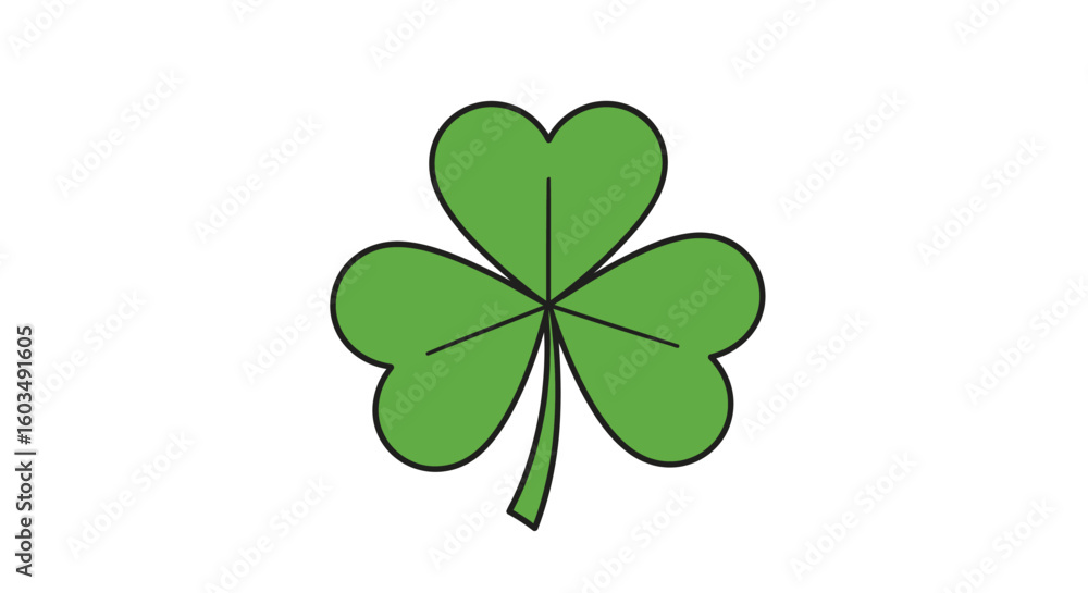 A simple digitally drawn three-leaf clover shamrock evoking celebrations of luck and irish heritage for design and graphical applications A simple digitally drawn three-leaf clover shamrock evoking celebrations of luck and irish heritage for design and graphical applications