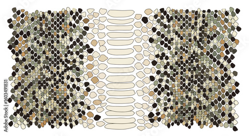 Sophisticated Snake Skin Inspired Vector Texture, Abstract Reptilian Pattern, Neutral Hues, Exotic Animal Print with Geometric Scales and Organic