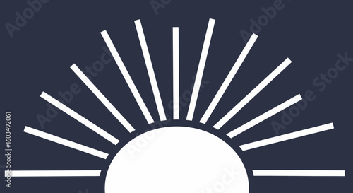 Minimalist sunrise illustration evokes dawn of a new day with simplistic design and a monochromatic color, creating a serene and inspirational