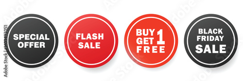 Sale & Offer Badges: Black Friday, Flash Sale, Offer, Discount, Promotion, Marketing