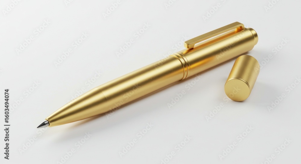 Golden pen on white surface Golden pen on white surface
