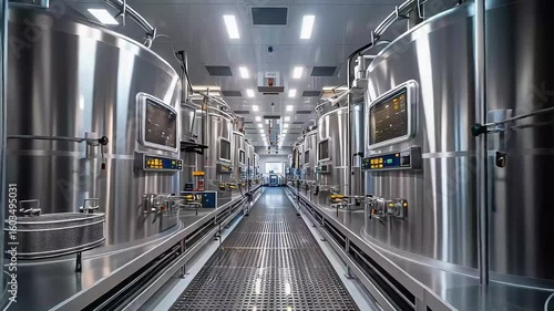 Wallpaper Mural inside view of industrial factory building with industrial pipes and tanks footage Torontodigital.ca