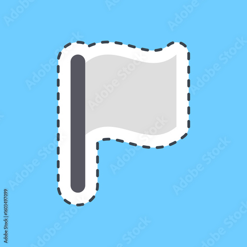 Cutting line sticker surrender flag. Military and war elements.