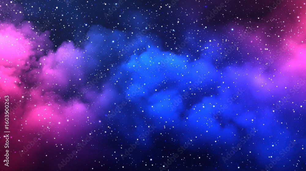 Fototapeta premium Pink and Blue Cosmic Nebula with Scattered Stars