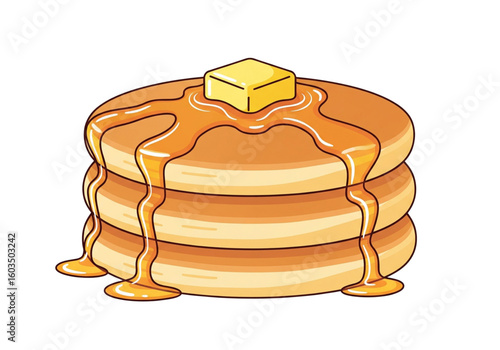 Vector Graphic of a Stack of Pancakes with Syrup