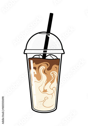 Minimalist Iced Coffee To-Go Vector Icon