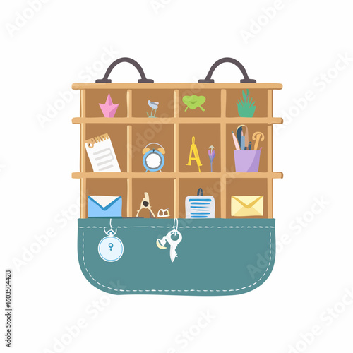 Wall-mounted organizer – Hanging pocket organizer with keys and letters.

