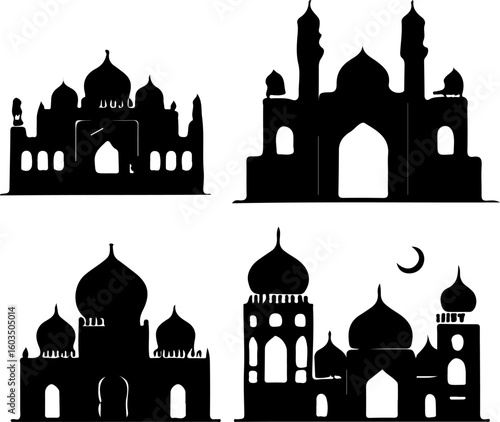 silhouettes of mosques