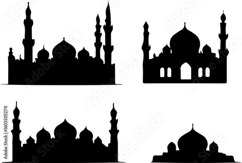 silhouettes of mosques