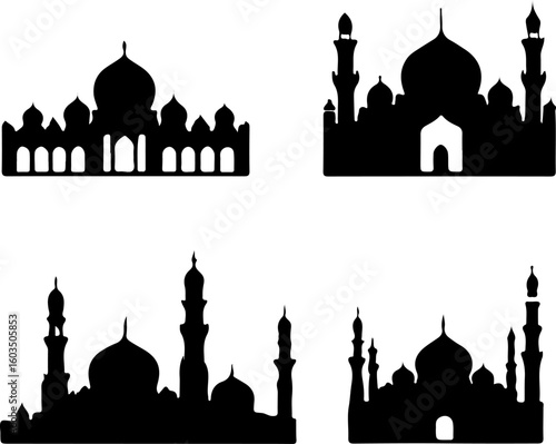 silhouettes of mosques