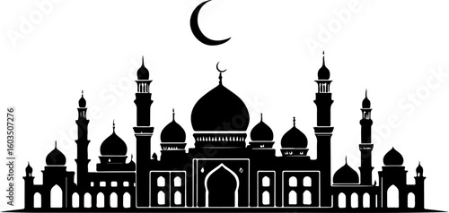  a collection of mosque illustrations and silhouettes