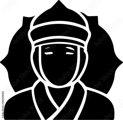 a smiling hijab woman flat silhouette