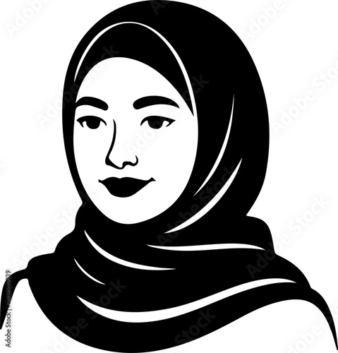 a smiling hijab woman flat silhouette