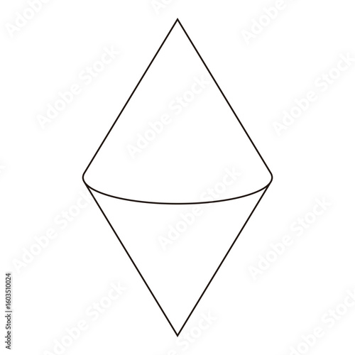 円錐が重なったダイヤの図形のベクターイラスト
