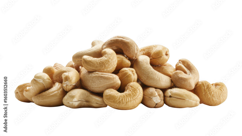 Fototapeta premium Pile of cashew nuts isolated on transparent background