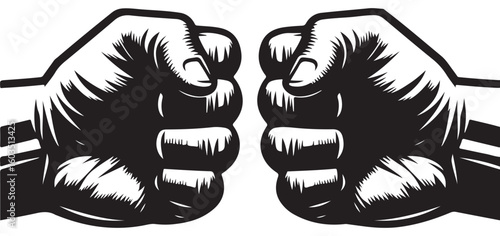 Vector Illustration of Two Fists Clenched in Solidarity and Strength