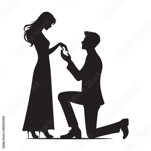 Romantic Marriage Proposal Silhouette in Classic and Elegant Style