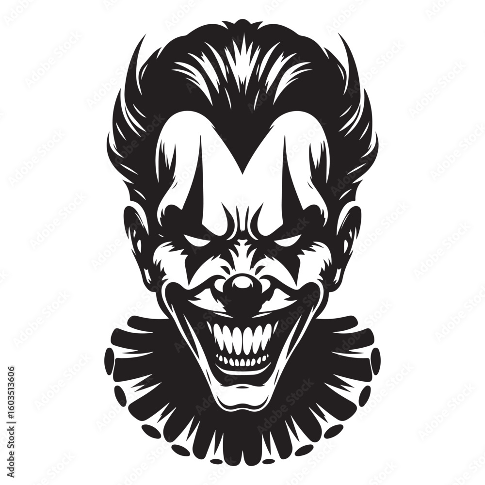 Obraz premium Creepy Clown Silhouette Vector Art for Halloween Decorations and Designs