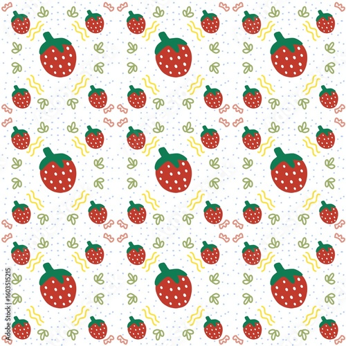 Cute Strawberry Doodle Seamless Pattern
