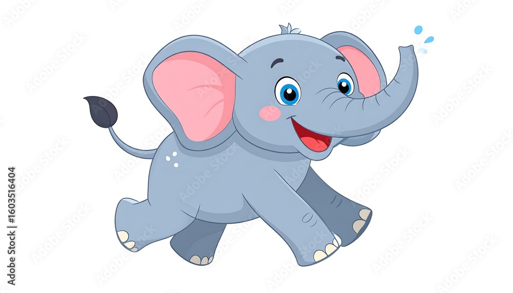 Obraz premium Cute cartoon elephant running