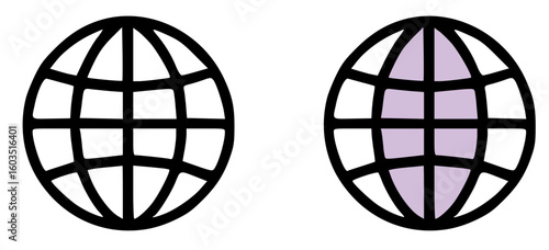 Global Network Icon: Full and Partial Views