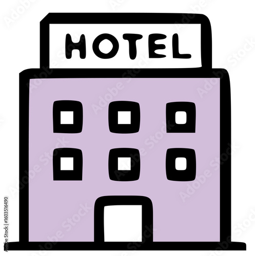 Simple Cartoon Hotel Building Illustration