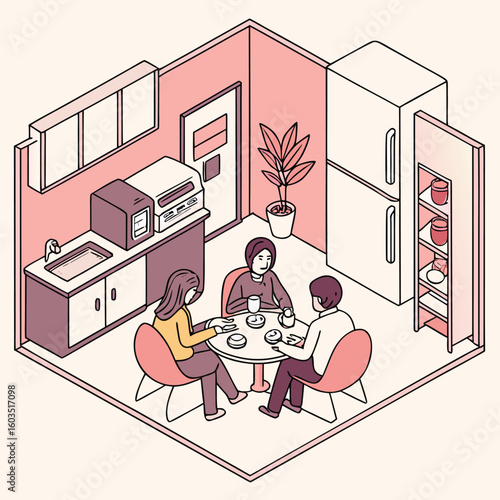  Corporate Staff Taking Coffee Break – Flat Vector Workplace Relaxation
 Adobe Illustrator Artwork