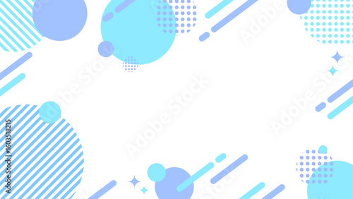 Cool Light Blue Geometric Background with Dots and Stripes / 水色の爽やか幾何学背景