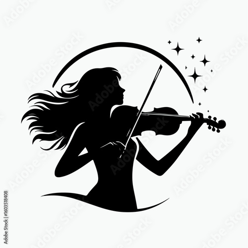 vector illustration of a woman playing the violin