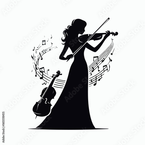 vector illustration of a woman playing the violin