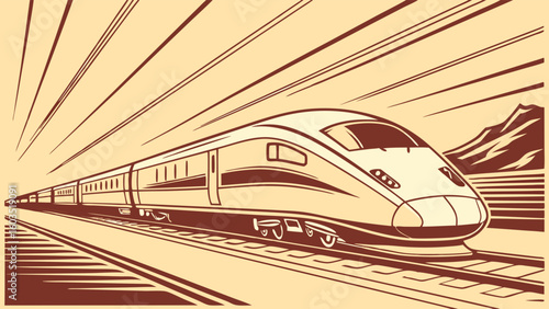HighSpeed Train in Motion Stylized Illustration.