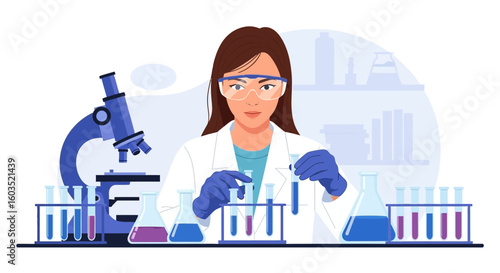 Scientist carrying out chemical tests with professional tools in laboratory environment