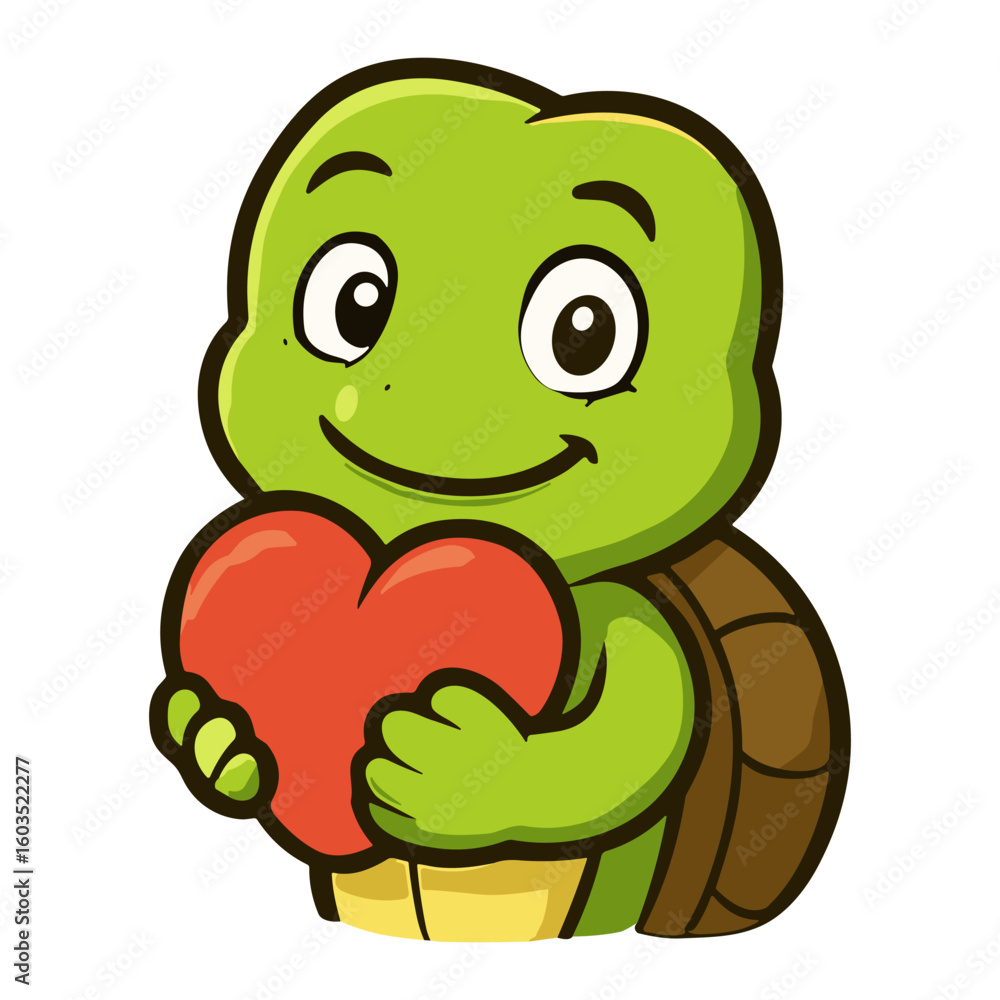 Obraz premium Turtle Cartoon Cute Tortoise Love Heart Mascot Illustrations