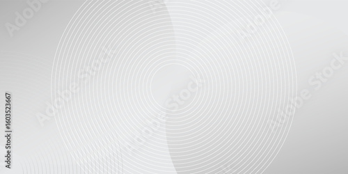 White and grey geometric abstract background overlap layer on bright space with lines effect decoration. Modern graphic design element circles style concept for banner, modern vector