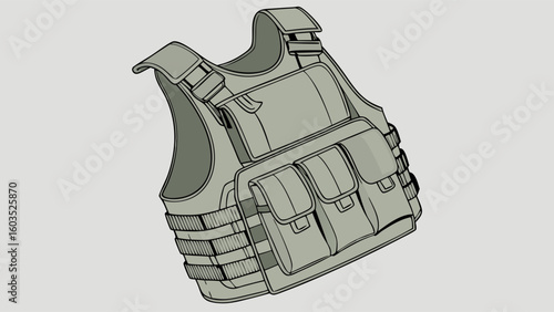 Detailed Illustration of a Tactical Vest.